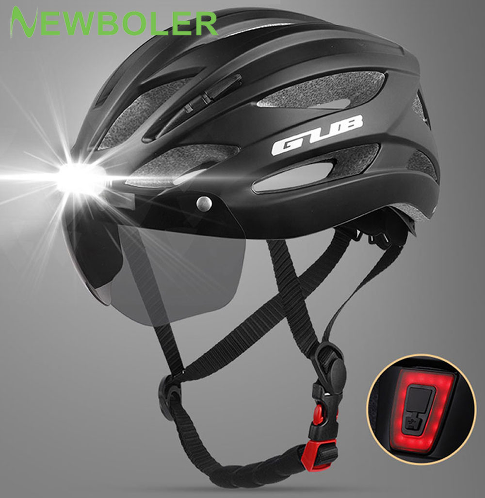 Light Cycling Helmet MTB Road Bicycle Helmet Front And Rear With Warning Light USB Rechargeable Electric Bicycle Helmet