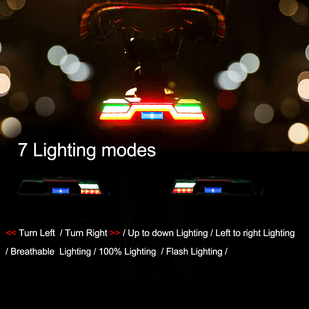 Smart Bike Light Wireless Remote Control Cycling Turning Signal Taillight USB Bicycle Rechargeable Rear Light LED Warning Lamp