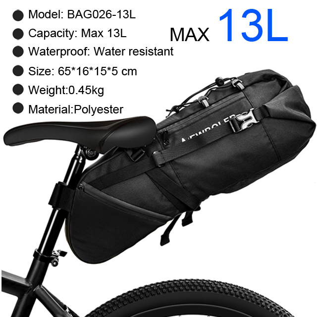 Bike Bag Waterproof 13L Large Capacity Bicycle Saddle Bag Cycling Foldable Tail Rear Bag MTB Road Trunk Bikepacking