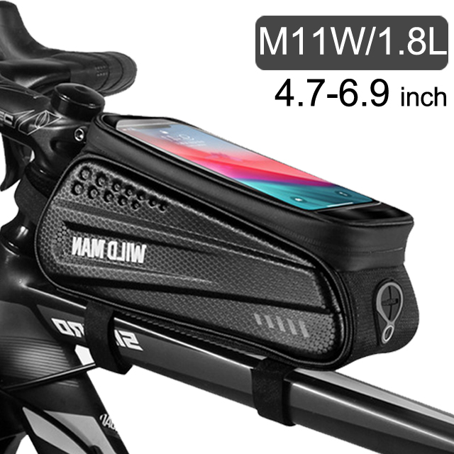 Bike Bag 1.8L Frame Front Tube Cycling Bag Bicycle Waterproof Phone Case Holder 7 Inches Touchscreen Bag Accessories